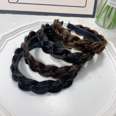 Geflochtenes Perücken Haarband Kunstfaser Gedrehtes Stirnband Rutschfeste Zähne Dickes Haar Accessoire Für Frauen