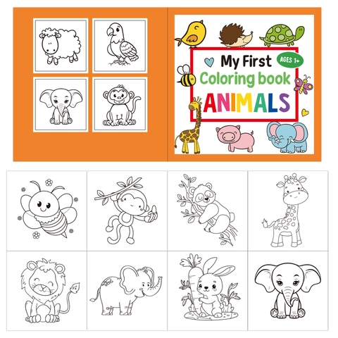 Libro De Colorear Para Niños Pequeños Papel Dibujos Animados Animales Vehículos Educación Temprana Para Niños