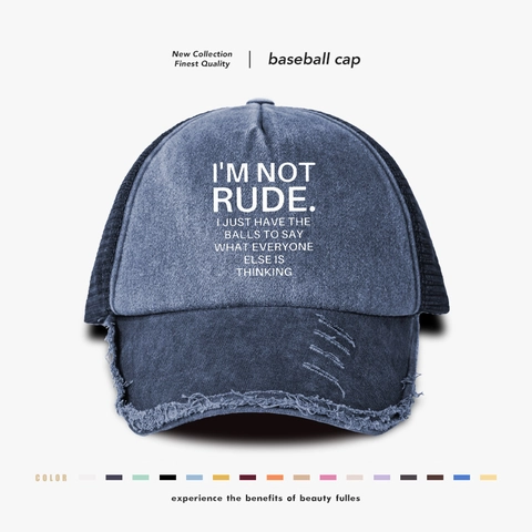 Cappello Da Baseball Distressed Cotone Lavato Mesh Trucker Hat Slogan Print Vintage Protezione Solare Regolabile Unisex