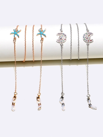 Catene Per Occhiali In Lega Di Rame Stella Mezzaluna Strass Antiscivolo Cordini Per Occhiali Da Sole Maschere Accessori Donna