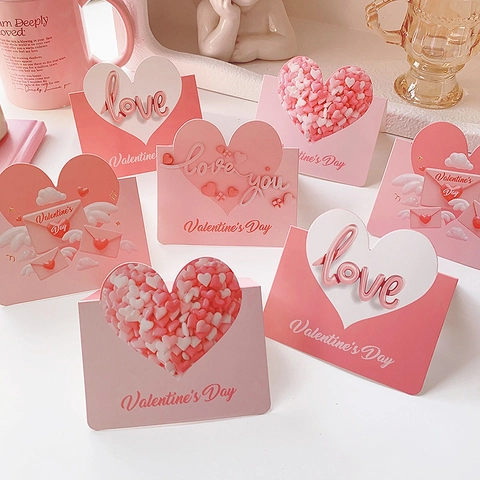 Biglietti Di Auguri San Valentino 3D Pop Up Cuore D'Amore Fiore Di Rosa Design Cartone Per Matrimonio Anniversario Festa Della Mamma