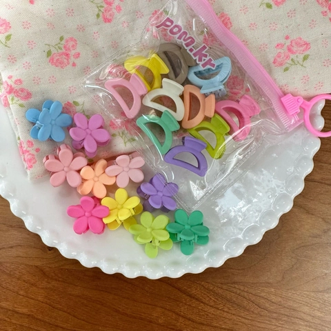 Mini Mollette Per Capelli Plastica Resina Macaron Colori Caramella Opaco Fiore Cuore Geometrico Stile Coreano Ragazze Accessori