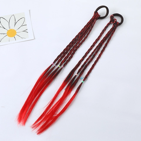 Kinder Farbige Geflochtene Haarseil Perücke Pferdeschwanz Synthetische Farbverlauf Dreadlock Elastische Haargummi Süß Cool Styling Zubehör für Mädchen Tanz Bühne