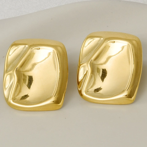 Irregular Geometric Stud Earrings 304 Stainless Steel Molten Texture 18K Gold Plated Minimalist Fashion Jewelry For Women