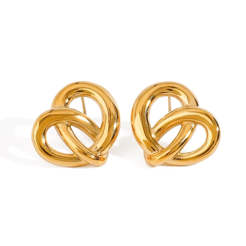 Gedraaide Knoop Hart Oorknopjes 18K Verguld Roestvrij Staal Waterdicht Hypoallergeen Vintage Geometrische Minimalistische Sieraden Voor Vrouwen