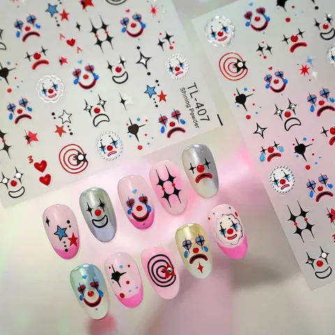 Autocollants Ongles Clown Emoji 3D Relief Adhésifs Pour Festival De Musique DIY Décorations Ongles