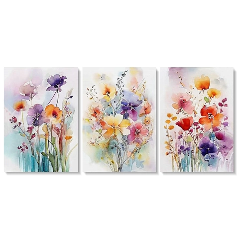 Watercolor Floral Abstract Unframed Canvas Wall Art Nordic Style Modern Poster Home Decor Living Room Bedroom Painting