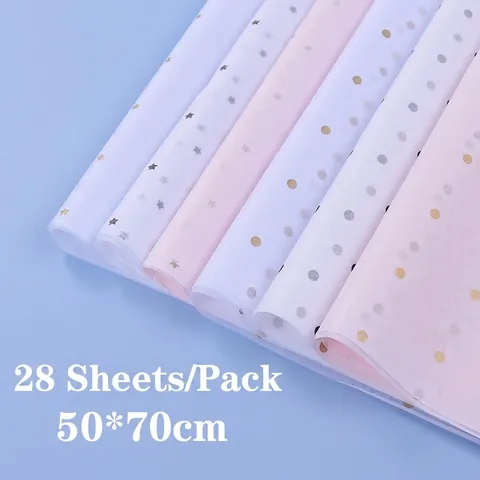 Gold Star Polka Dot Tissue Paper For Gift Wrapping Bouquet Floral Packaging Semi Transparent Copy Paper Novelty