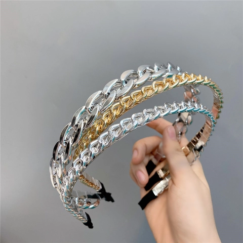 Kettenglied Stirnband Metalllegierung Kubanischen Stil Vintage Haarband Für Frauen Mode Haarschmuck Retro Kopfschmuck