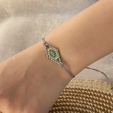 Handgefertigtes Gewebtes Glasperlen Armband Böhmisches Rautenmuster Verstellbare Kordel Schmuck Für Frauen Ethnisch