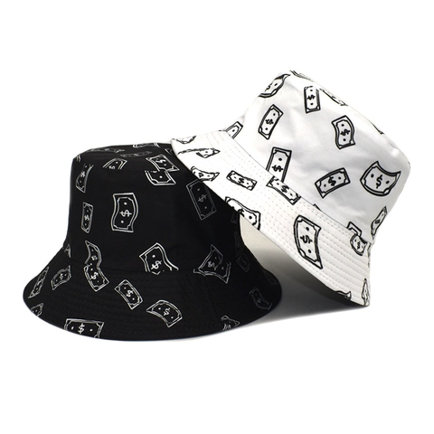 Chapeau Bob Imprimé Signe Dollar Coton Polyester Protection Solaire Streetwear Hip Hop Bob Pour Hommes Femmes