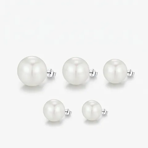 Elegante Ronde Witte Kristallen Kunstparel Oorknopjes Met 925 Sterling Zilveren Oorknopjes Minimalistische Franse Stijl Voor Dames