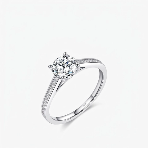 Luxus 925 Sterlingsilber Moissanit Ring Für Damen Runder Brillantschliff D Farbe VVS1 Verlobung Hochzeit Schmuck Geschenk