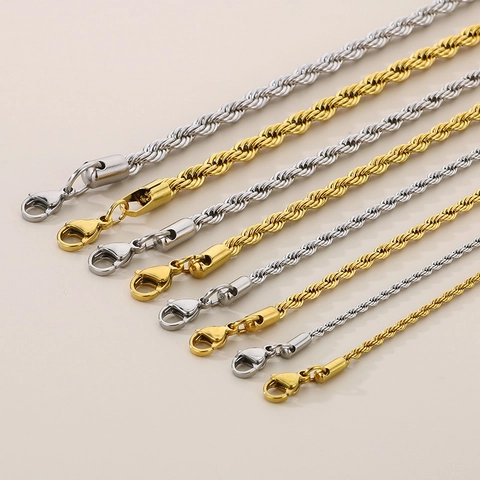 Bracciale A Catena In Acciaio Inossidabile 316L Treccia Torta Gioiello Minimalista Per Uomini E Donne Accessorio Placcato Oro