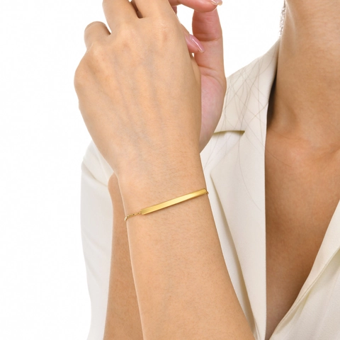 Minimalistisches Edelstahl Gebogenes Bar Armband Für Damen Verstellbare Schlangenkette IP Gold Plattiert Geometrischer Modeschmuck Geschenk