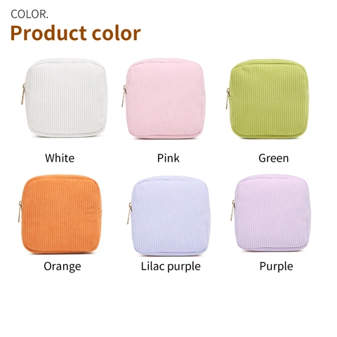 Corduroy Makeup Bag Portable Travel Storage Pouch Square Lipstick Organizer Mini Aesthetic Toiletry Bag For Women