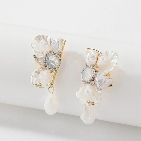 Vintage Flower Drop Earrings With Alloy Crystal Rhinestone Artificial Pearl And 925 Sterling Silver Earring Post Elegant Women