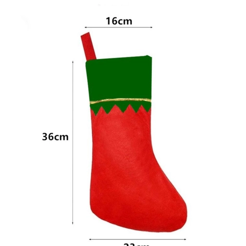 Christmas Stocking Red Felt Fabric Gold Zigzag Trim Plain DIY Hanging Ornament Holiday Party Candy Bag