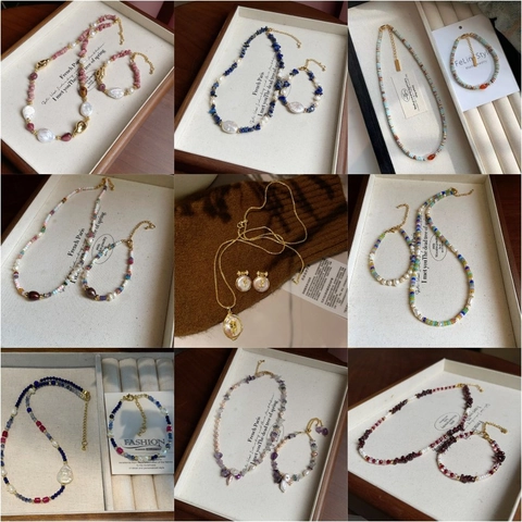 Irreguläre Süßwasserperlen Naturstein Halskette Und Armband Handgefertigt Luxus Mode Schmuck Accessoires Für Damen