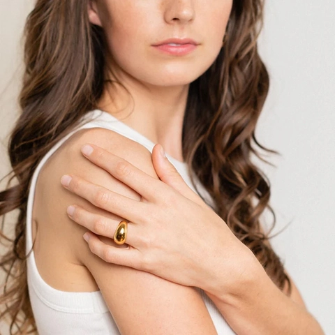 Minimalistische Geometrische Roestvrijstalen Ringen Voor Dames Goud Verguld Waterdicht Mode Sieraden
