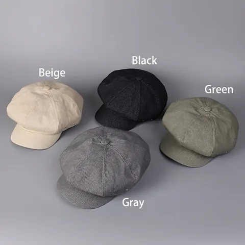 Cappello Newsboy Retrò Da Donna Cotone Rigato Ottagonale Cappello Pittore Vintage Chic Traspirante Pieghevole Protezione Solare