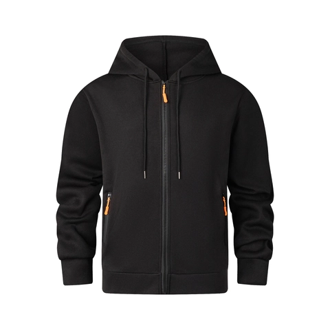 Sweat à Capuche Zippé pour Hommes Doublé Polaire Sportif Décontracté Multi Poches Manches Longues Automne Hiver Coupe Large