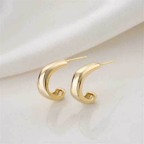 Minimalist Geometric Hoop Earrings With 14K Gold Plated Copper And 925 Sterling Silver Earring Post For Women Fashion