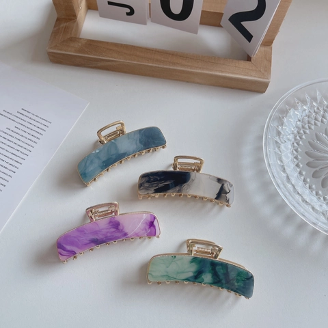 Pinze Per Capelli Rettangolari Acetato Trama Marmo Geometrico Metallo Shark Clips Per Donne Ragazze Elegante Stile Coreano