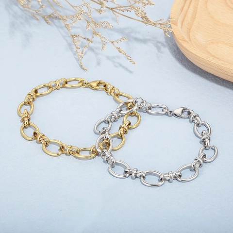 Collana E Bracciale A Catena A Maglie Geometriche Minimaliste In Acciaio Al Titanio Gioielli Per Donne