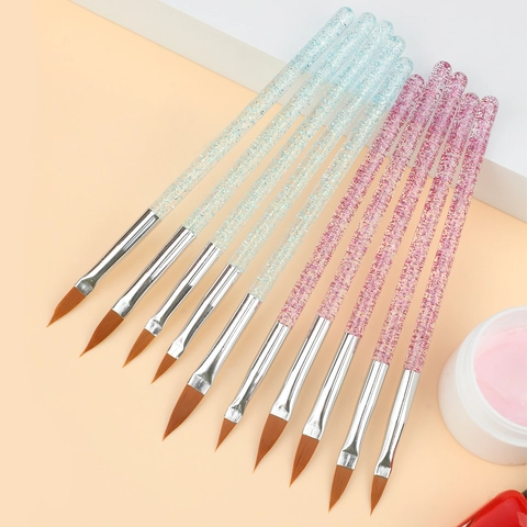 Επαγγελματικό Σετ Πινέλων Nail Art Ακρυλική Λαβή με Γκλίτερ Συνθετική Τρίχα Ζωγραφική Σχέδιο Εργαλεία για Μανικιούρ DIY Εργαλείο Ομορφιάς