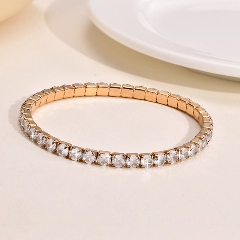 Bracciale Tennis Acciaio Inossidabile AAA Zirconia Regolabile Elastico Fila Singola Gioielli Minimalisti Per Donne