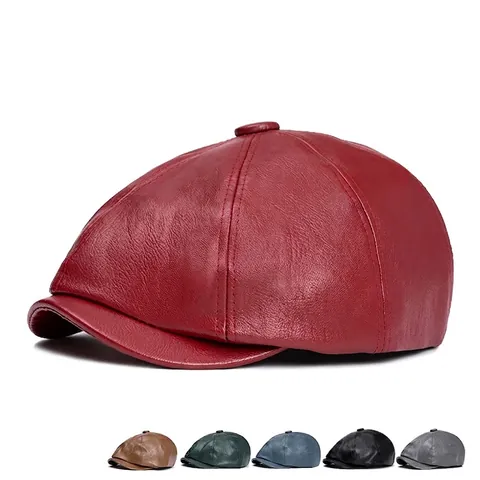 Retro Newsboy Pet PU Leer Baret Verstelbaar Waterdicht Winddicht Warm Mode Achthoekige Hoed Voor Heren En Dames