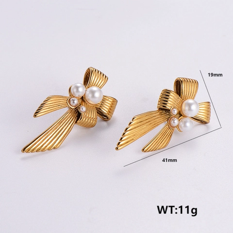 304 Stainless Steel Hoop Earrings For Women 18K Gold Plated Geometric Textured Vintage Style C Shaped Stud Jewelry