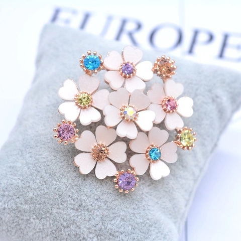 Spilla Bouquet Di Fiori In Resina Bianca Con Strass Multicolore Spilla Floreale In Lega Gioielli Per Donna Stile Coreano