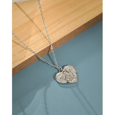 925 Sterling Zilveren Engel Hart Hanger Ketting Retro Cupido Reliëf Munt Sleutelbeen Ketting Sieraden Voor Dames