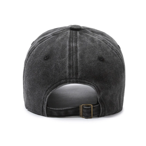 Gorra De Béisbol De Algodón Lavado Retro Bordado Ajustable Hebilla Metálica Protección Solar Unisex