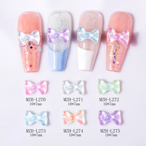 Amuletos De Arte De Uñas De Lazo Joyas De Resina Iridiscente Aurora Para Decoración De Manicura DIY Estilo Dulce