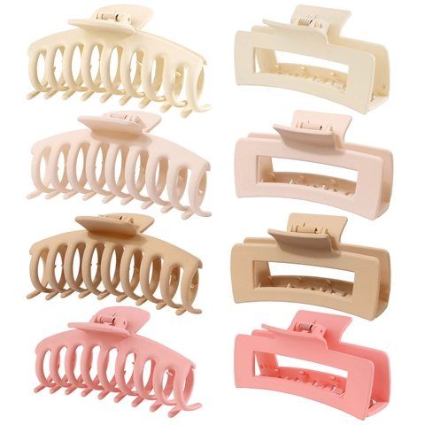 8Pcs Large Matte Hair Claw Clips Set For Women Thick Hair Non-Slip Shark Clips Morandi Minimalist Fashion Hair Accessories