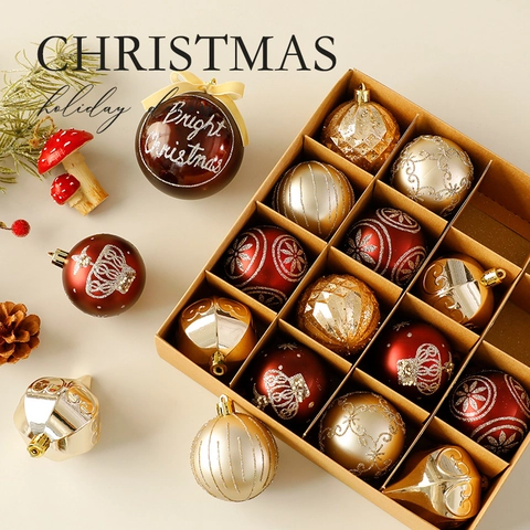 Kerstballen Ornamenten Kerstboomster Plastic Onbreekbaar Glitter Mat Glanzend Feestelijke Vakantie Decoratie