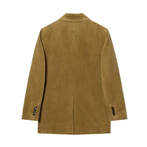 Blazer De Pana Para Mujer Cruzado Retro Manga Larga Color Sólido Casual Chaqueta Con Solapa Ropa De Abrigo De Oficina