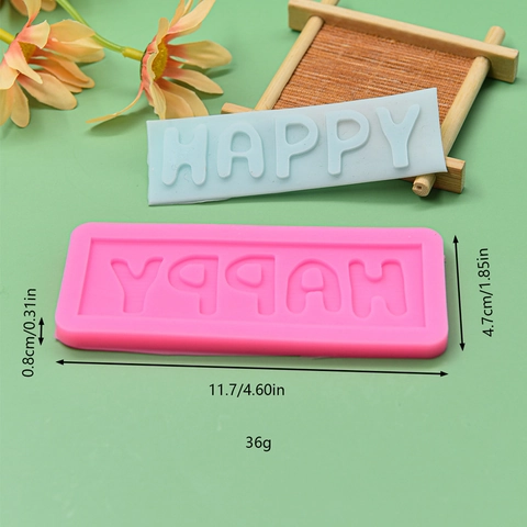 Happy Letter Silicone Mold For Fondant Cake Decorating DIY Chocolate Candy Clay Soap Making Tool Kitchen Bakeware