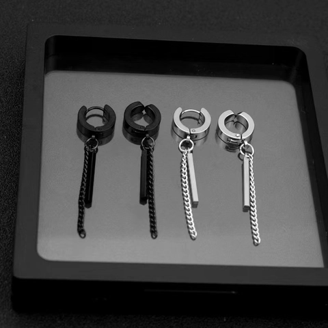 Orecchini Pendenti In Acciaio Inossidabile Barra Geometrica Catena Lunga Nappa Stile Punk Minimalista Industriale Unisex