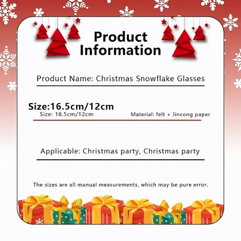 Christmas Snowflake Glasses Frame With Glitter Finish Festive Party Decoration Photo Props For Adults Kids Holiday Supplies