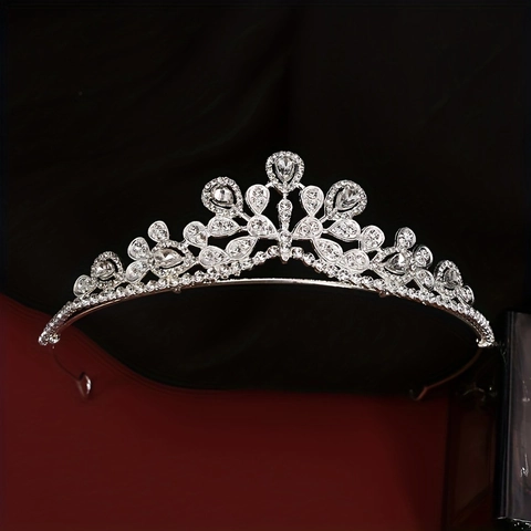 Barocke Silberlegierung Strass Künstliche Perle Braut Tiara Krone Hochzeit Geburtstag Party Elegante Haarschmuck Für Frauen