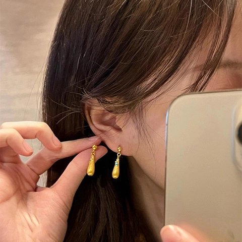 Pendientes De Botón Flor Mariposa Cobre Chapado En Oro Con Poste De Plata De Ley 925 Para Mujer Estilo Vintage