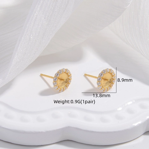 Basi Per Orecchini A Lobo E Ganci Per Pendenti In Argento Sterling 925 Girasole Zircone Micro Pavè Per Künstliche Perle Fai Da Te