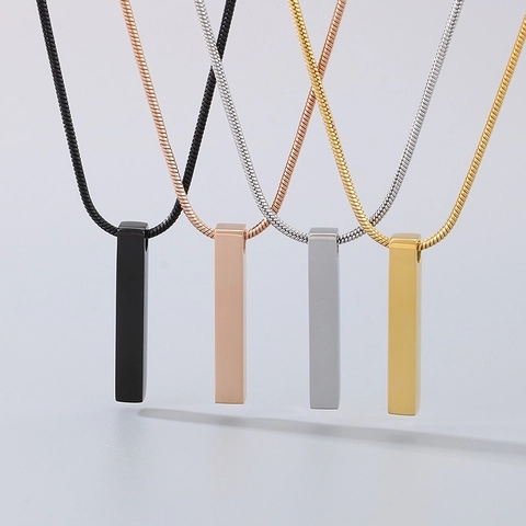 Collana Con Pendente A Barra Rettangolare Geometrica In Acciaio Inossidabile Catena A Serpente Lucidato Minimalista Gioielli Hip Hop Per Uomini Donne