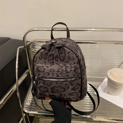 Mini Mochila Estampado De Leopardo Piel Sintética Cuero PU Chic Versátil Mochila Pequeña Para Mujeres Estilo De Nicho