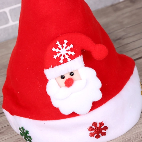 Christmas Hat Velvet Non-woven Sequin Snowflake LED Light-up Cartoon Santa Snowman Reindeer Adults Kids Holiday Party