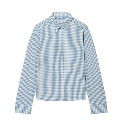 Women Long Sleeve Plaid Shirt Polyester Gingham Button Down Slim Fit Casual Elegant Blouse